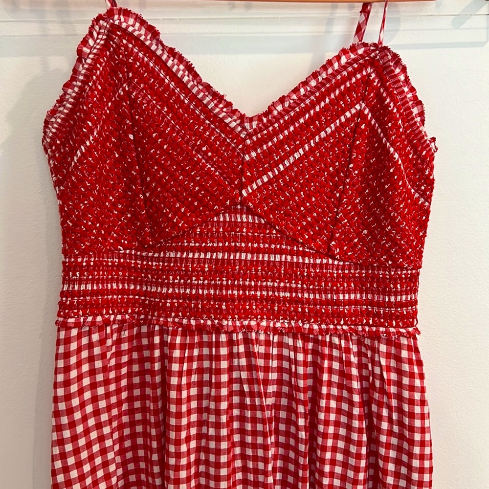Red Gingham Smock Dress
